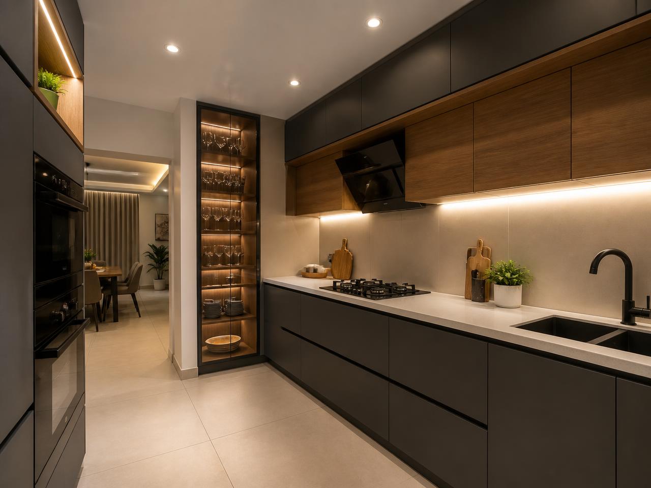 Graphite Kitchen — 2 BHK • Modular Kitchen interior design project